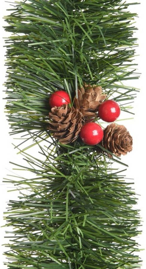 Decoris Kerstdecoratie dennen guirlandes slingers met besjes en dennenappels 270 cm Guirlandes