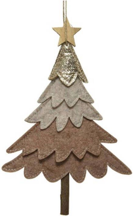 Decoris Kersthanger kerstboom vilt 24cm bruin
