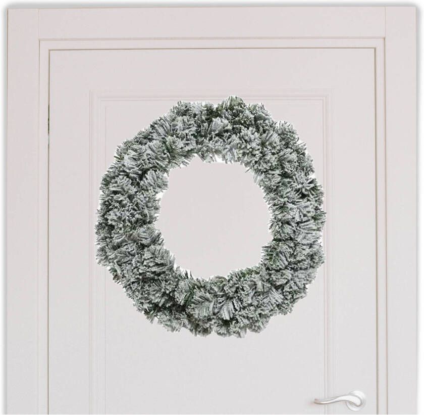 Decoris Kerstkrans groen met sneeuw 60 cm dennenkransen versiering decoratie Kerstkransen