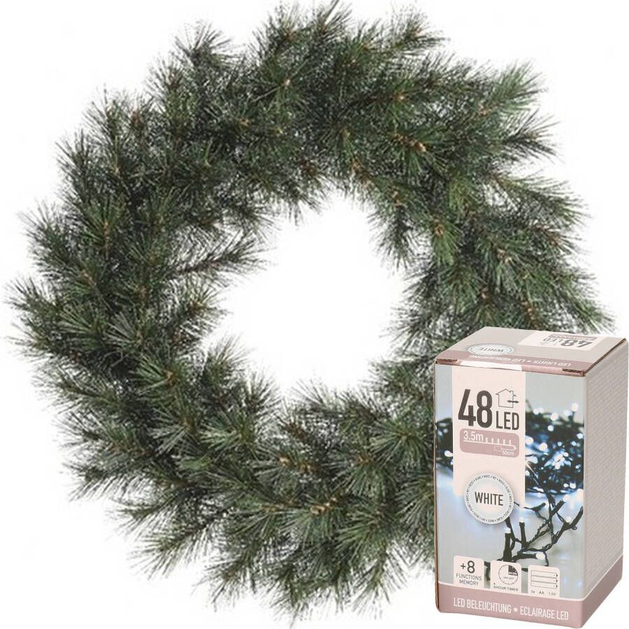 Decoris Kerstkrans Malmo 60 cm incl. verlichting helder wit 4m Kerstkransen