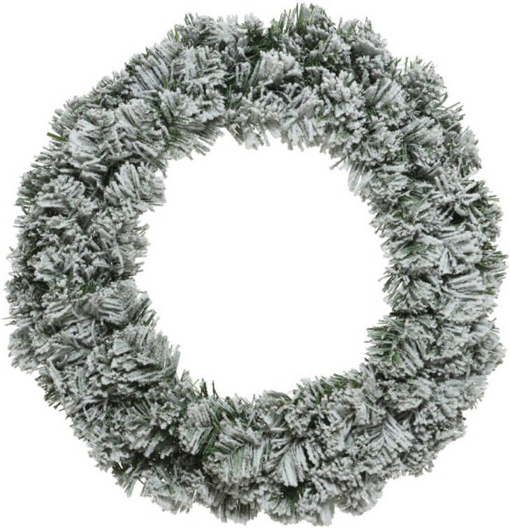 Decoris Kerstkrans dennenkrans groen met sneeuw 35 cm Kerstkransen