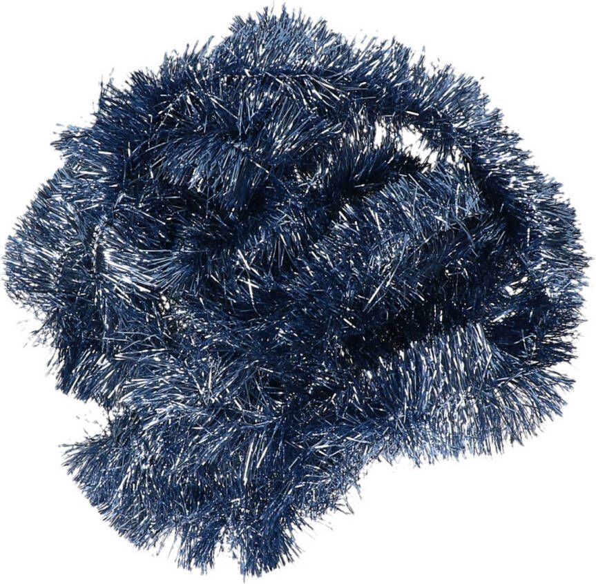 Decoris Kerstslinger donkerblauw glans folie lametta 270 x 7 cm Kerstslingers