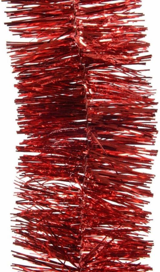 Decoris 1x Kerst lametta guirlandes kerst rood 270 cm kerstboom versiering decoratie Kerstslingers
