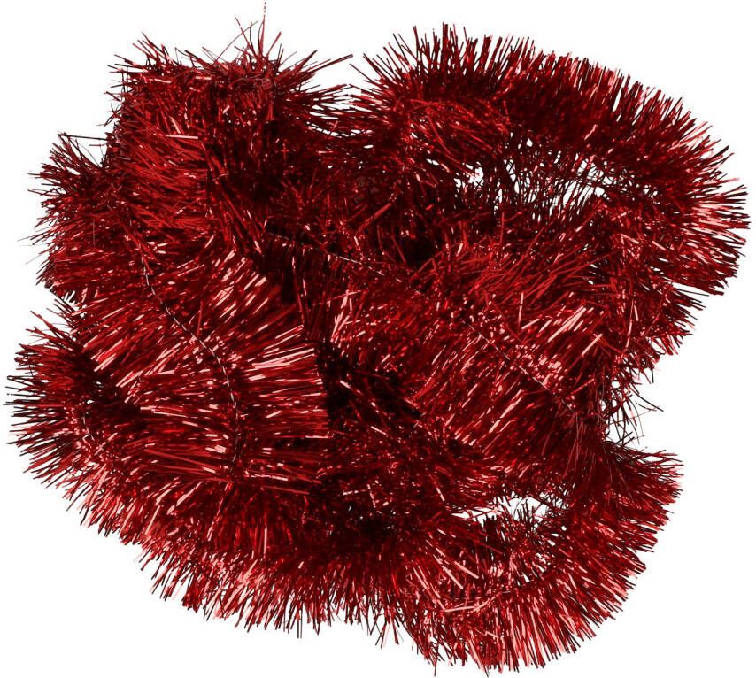 Decoris Kerstslinger rood glans 270 x 7 cm kunststof folie tinsel Kerstslingers