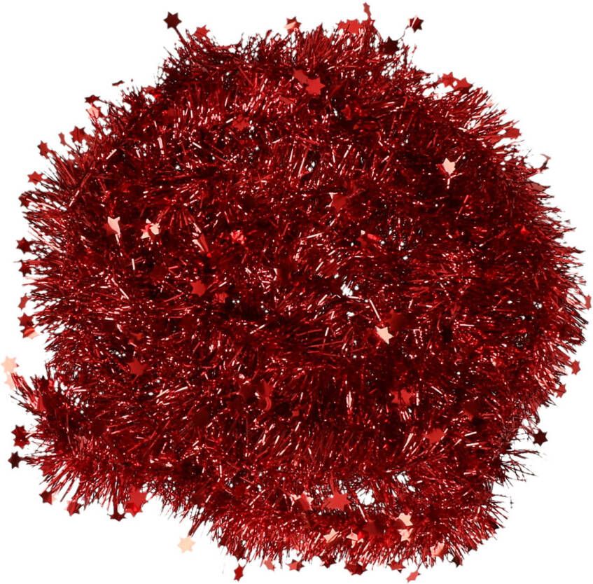 Decoris kerstslinger rood sterren 270 x 7 cm glans Kerstslingers