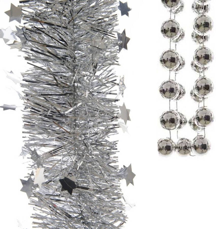 Decoris Kerstslingers set 3x stuks zilver Kerstversiering Kerstslingers
