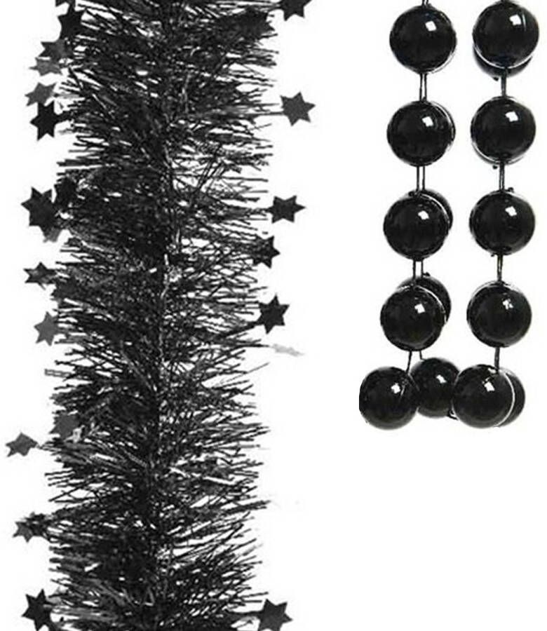 Decoris Kerstslingers set 3x stuks zwart Kerstversiering Kerstslingers