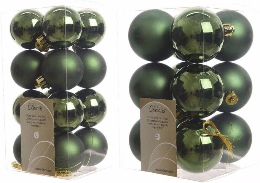 Decoris Kerstversiering kunststof kerstballen donkergroen 4-6 cm pakket van 40x stuks Kerstbal