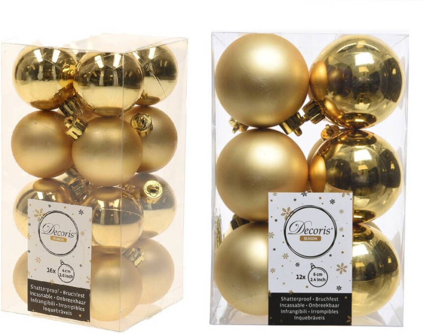 Decoris Kerstversiering kunststof kerstballen goud 4-6 cm pakket van 40x stuks Kerstbal