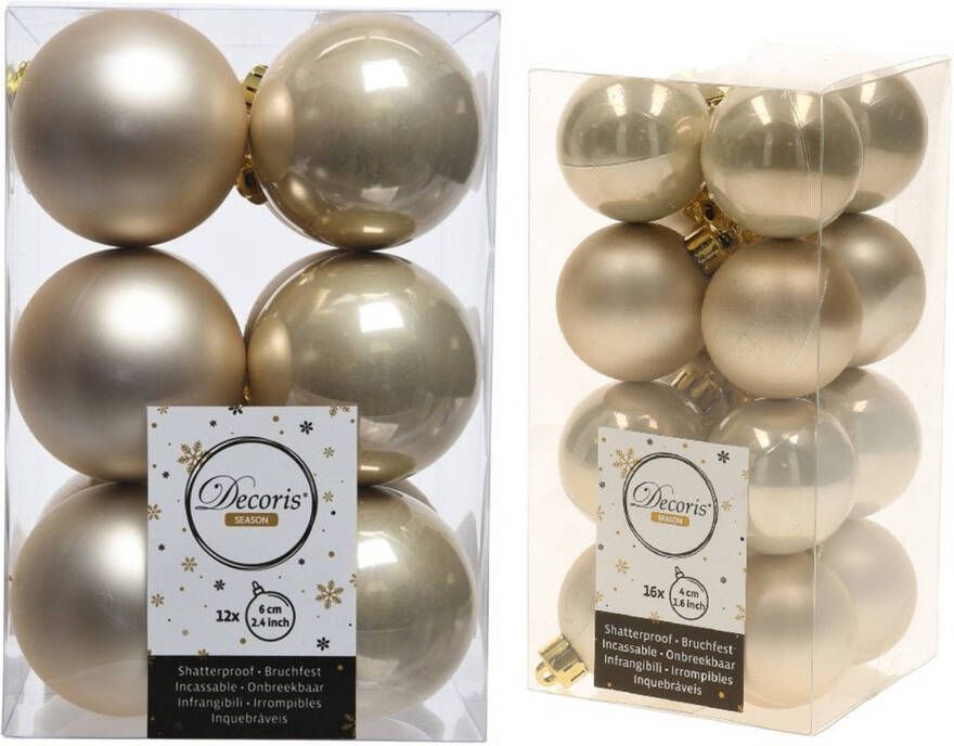Decoris Kerstversiering kunststof kerstballen parel champagne 4-6 cm pakket van 40x stuks Kerstbal