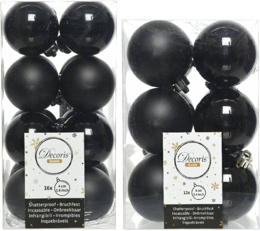 Decoris Kerstversiering kunststof kerstballen zwart 4-6 cm pakket van 40x stuks Kerstbal