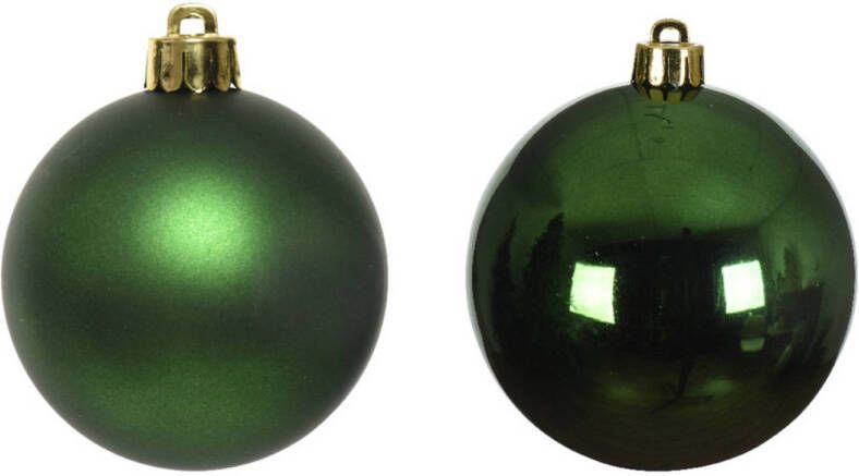 Decoris kleine kerstballen 16x st donkergroen 4 cm kunststof Kerstbal