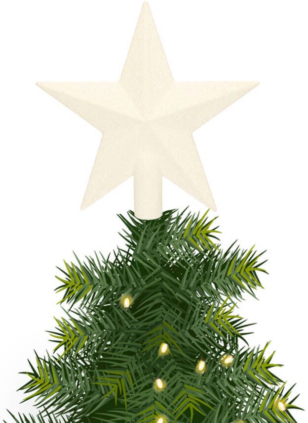 Decoris Kunststof piek kerst ster wit met glitters H19 cm kerstboompieken
