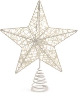 Decoris Kunststof Ster Piek kerstboom Topper Wit 23 Cm Kerstboompieken