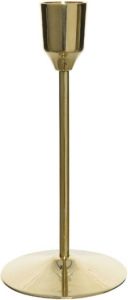 Decoris Luxe diner kaarsen staande kandelaar aluminium kleur goud 20 cm Diameter onderkant 7 cm kaars kandelaars