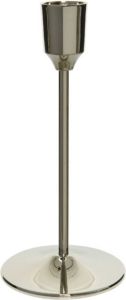 Decoris Luxe diner kaarsen staande kandelaar aluminium kleur zilver 15 cm Diameter onderkant 7 cm kaars kandelaars