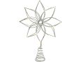 Decoris Kerstboom ster bloem piek topper met LED verlichting warm wit 27 cm met 20 lampjes kerstboompieken - Thumbnail 2