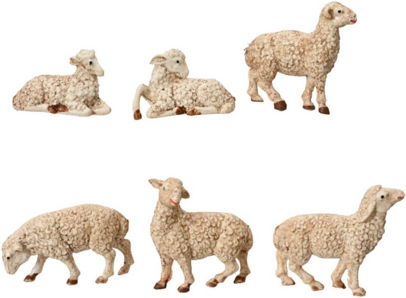 Decoris schapenbeeldjes 6x stuks 12 cm mdf hout Beeldjes