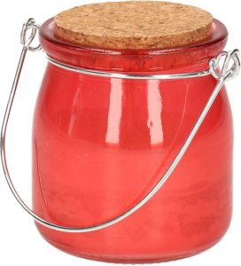 Decoris Set van 3x stuks anti muggen Citronella kaars in rood glazen potje Geurkaarsen citrus geur Anti-muggen kaarsen geurkaarsen