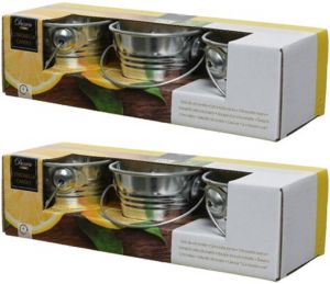 Decoris Set van 6x stuks anti muggen Citronella kaars in zinken emmertje geurkaarsen