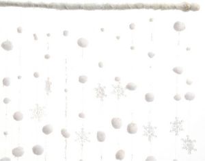 Decoris Kerstversiering witte sneeuwbal en sneeuwvlok gordijn 90 x 200 cm Decoratiesneeuw