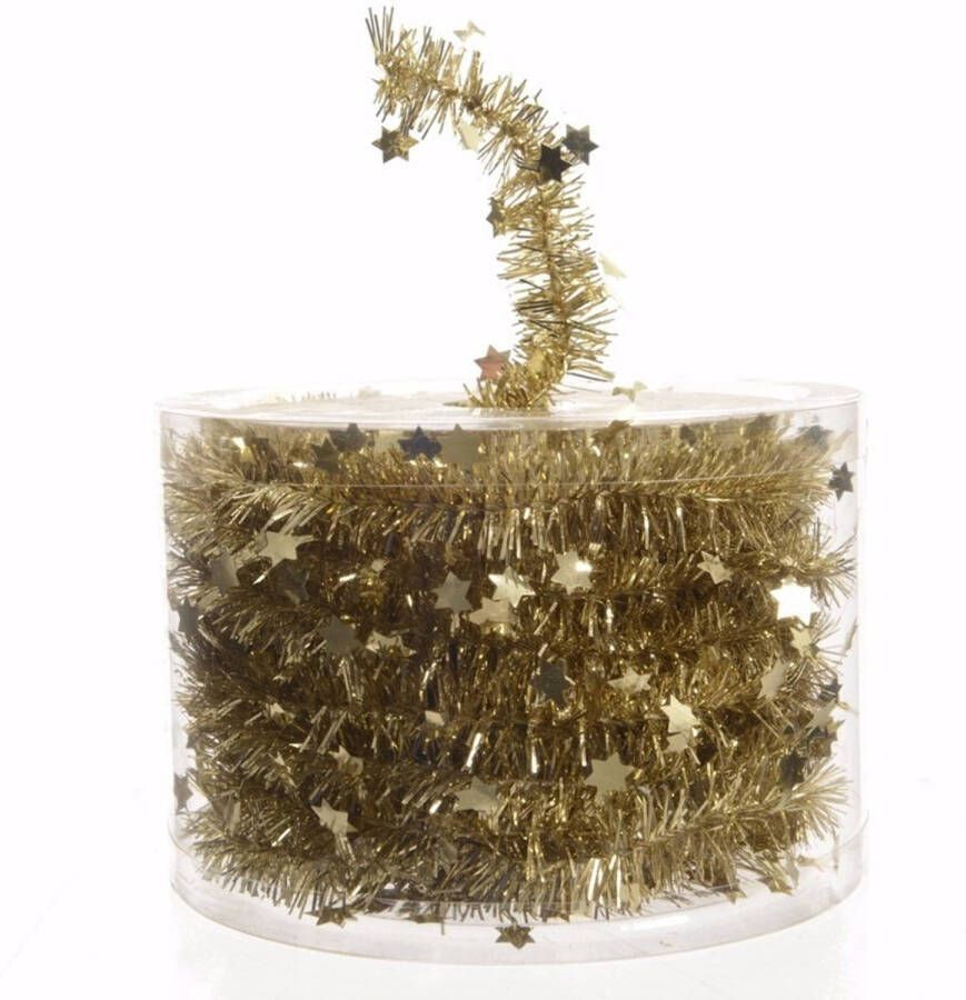 Decoris Ambiance Christmas kerstboom decoratie sterren slinger goud 700 cm Kerstslingers