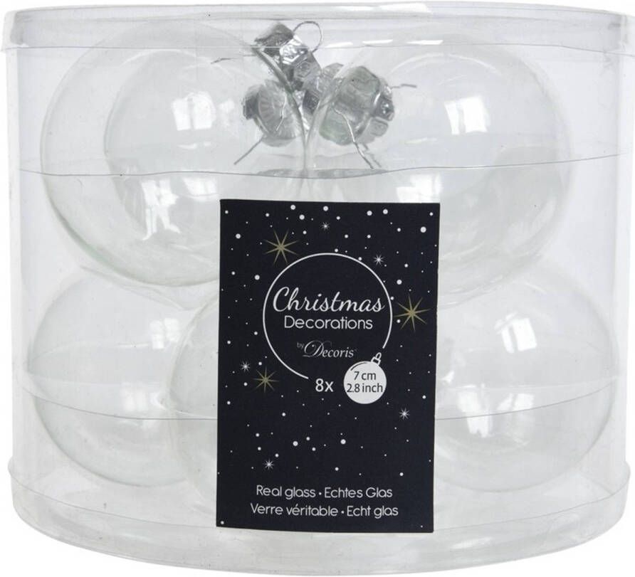 Decoris 32x stuks Transparante kerstversiering kerstballen van glas 7 cm Kerstbal