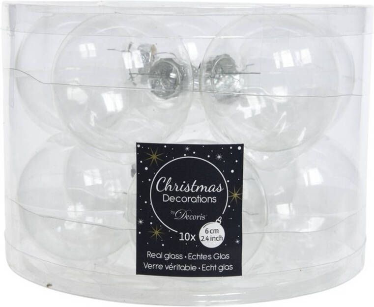Decoris Transparante kerstversiering kerstballen glas 6 cm Kerstbal