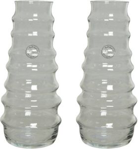 Decoris Transparante vaas bloemenvaas ribbel-motief 3 5 liter van glas 13 x 30 cm Vazen