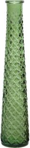 Decoris Vaas bloemenvaas van gerecycled glas D7 x H32 cm transparant donkergroen Vazen