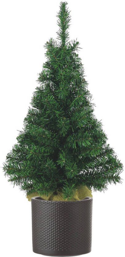 Decoris Volle kunst kerstboom 75 cm inclusief donkergrijze pot Kunstkerstboom