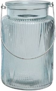 Decoris Windlicht kaarshouder van glas ijsblauw 22 cm Windlichten