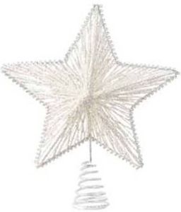 Decoris Witte Glitter Ster Kerstboom Piek Ijzer 25 Cm Kerstboompieken