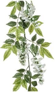 Decoris Witte wisteria kunsttak kunstplanten slinger 150 cm Kunstplanten kunsttakken Kunstplanten