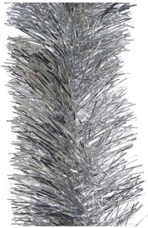 Decoris Zilveren kerstslingers 10 cm breed x 270 cm kerstboomversiering Kerstslingers