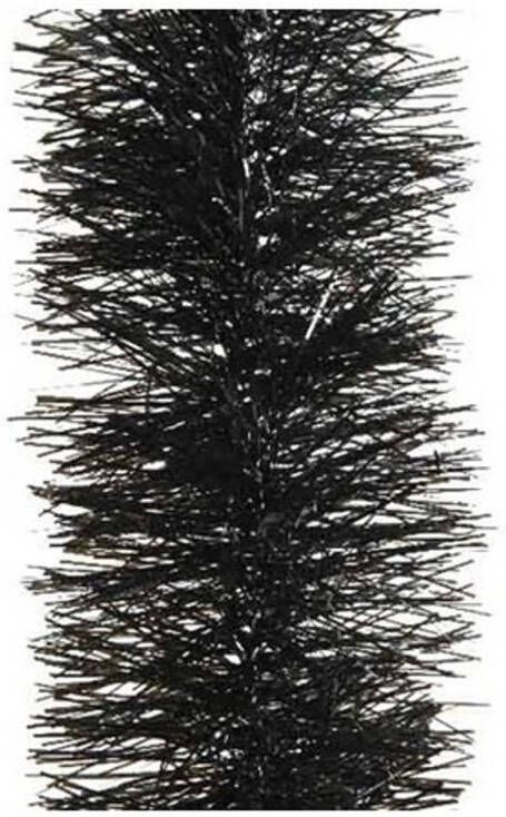 Decoris Kerst lametta guirlandes zwart 10 cm breed x 270 cm kerstboom versiering decoratie Kerstslingers