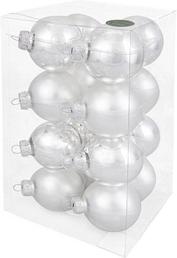 Decosy Glas Kerstballen (8cm) Box 16 Stuks Silver Combi testing