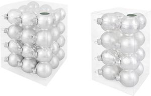 Decosy Zilver Combi Kerstballen Glas 52 stuks 36x 60mm en 16x 80mm