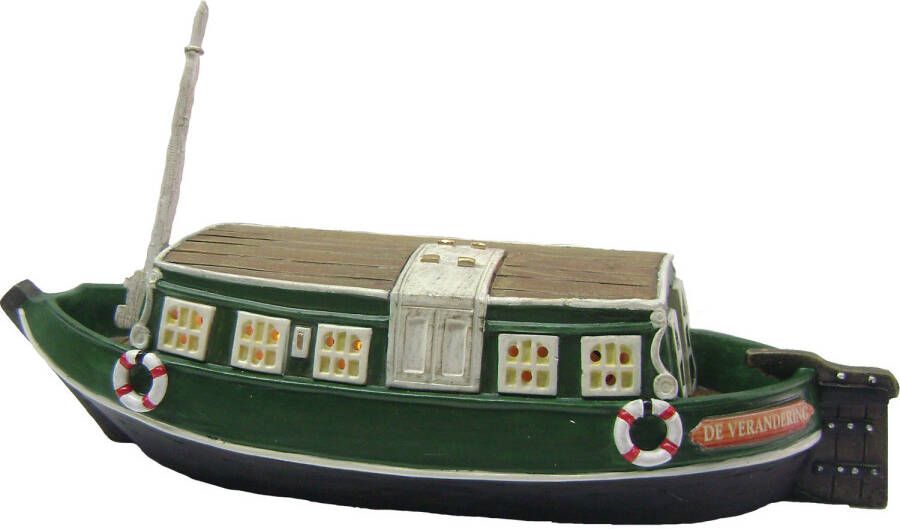 Dickensville decoratieboot Dokkum led 16 8 x 6 x 4 cm groen