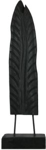 Dijk Natural Collections DKNC Beeld bladeren teak hout 22x16x73cm Zwart