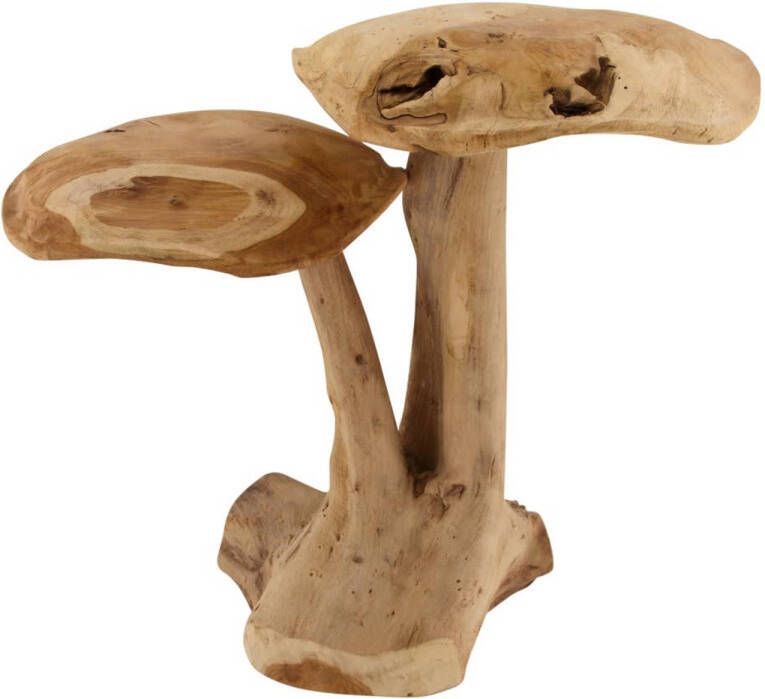 Dijk Natural Collections DKNC Teakhout dubbele paddenstoel 42x26x39cm Natuurlijk