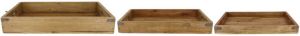Dijk Natural Collections DKNC Dienblad mahonie hout 57x37x9cm Set van 3 Natuurlijk