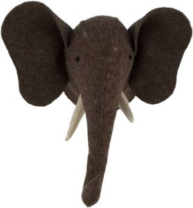 Dijk Natural Collections DKNC Olifanten hoofd wol met hanger 20x20x25cm Grijs