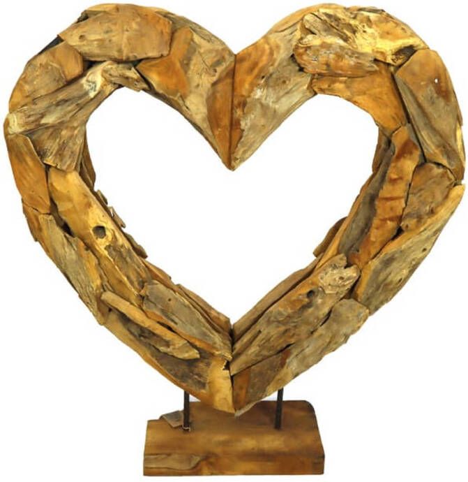 Dijk Natural Collections DKNC Open hart op standaard teak erosie hout 78x18x90cm Natuurlijk