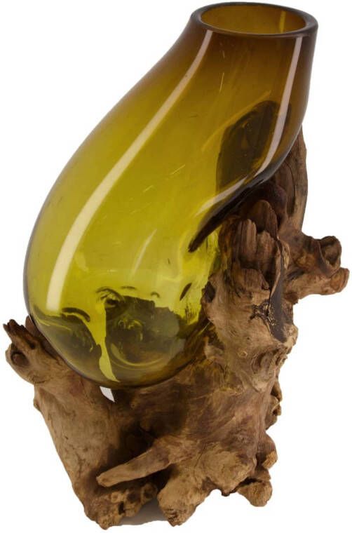 Dijk Natural Collections DKNC Root met glas Napels 25x25x40cm Bruin