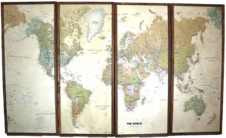Dijk Natural Collections DKNC Wereld kaart hout 120x3.5x50cm Multi