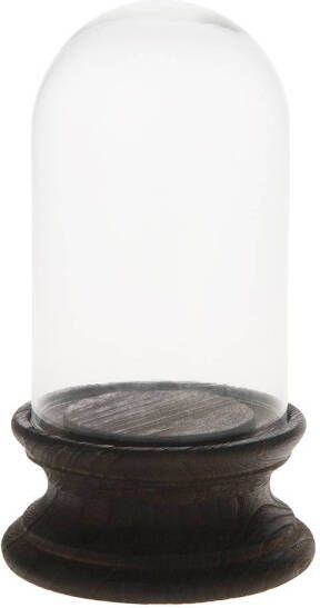 Dijk Natural Collections stolp glas houten bruin plateau D15 x H26 5 cm Decoratieve stolpen