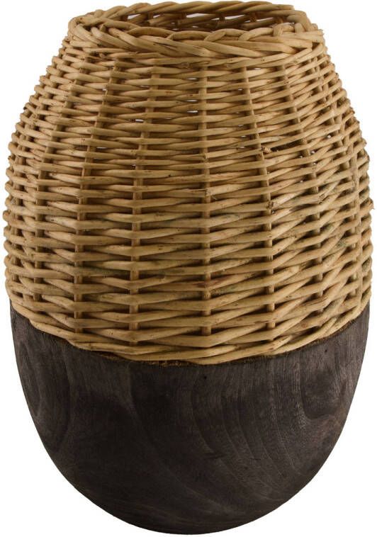 Dijk Natural Collections DKNC Vaas met wilg paulownia hout 28x38cm Natuurlijk