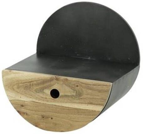 Dimehouse Industrieel rond wandrek hout en metaal Tim Ø 30 cm