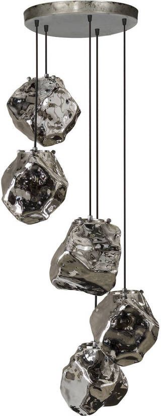 Dimehouse Industriële hanglamp Rocks getrapt 5-lichts chrome glas